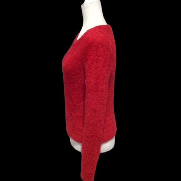 bar III Crewneck Fuzzy Red Sweater, Nylon, Size Small - Picture 3 of 6